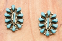 Zuni Indian Genuine Sleeping Beauty Turquoise Post Earrings